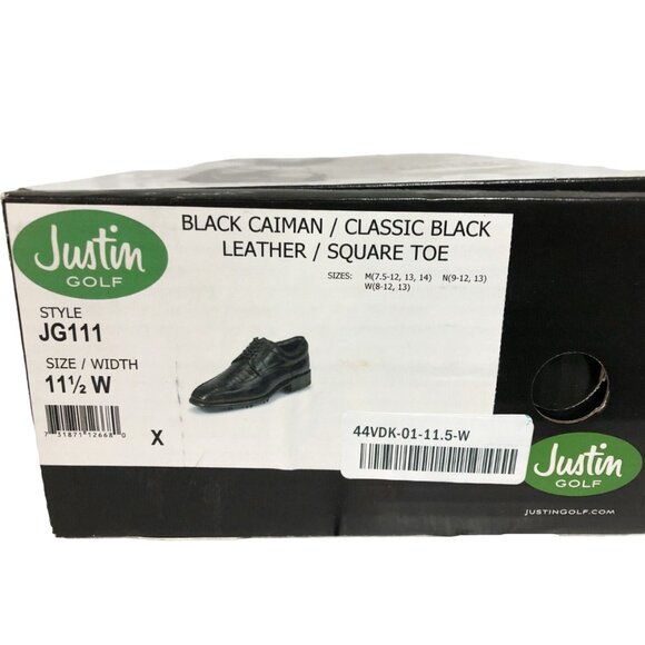 NEW $550 Justin Boots Golf Shoes!  Black  Handcrafted  Alligator & Leather  WIDE main image 6